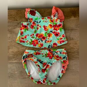 Ruffle Butts painted flowers tankini 2T